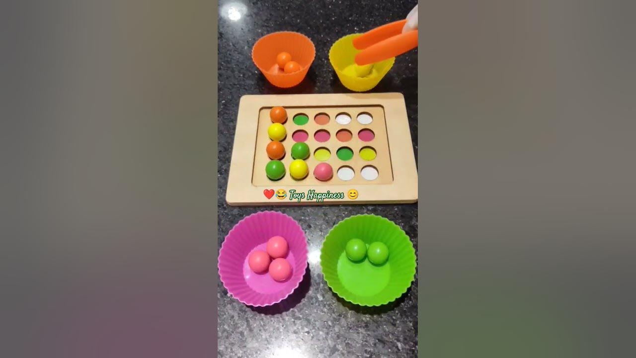 Asmr Very Satisfying Colour Sorting+ wooden balls 🟣🟡🔵 Toys Happiness ...