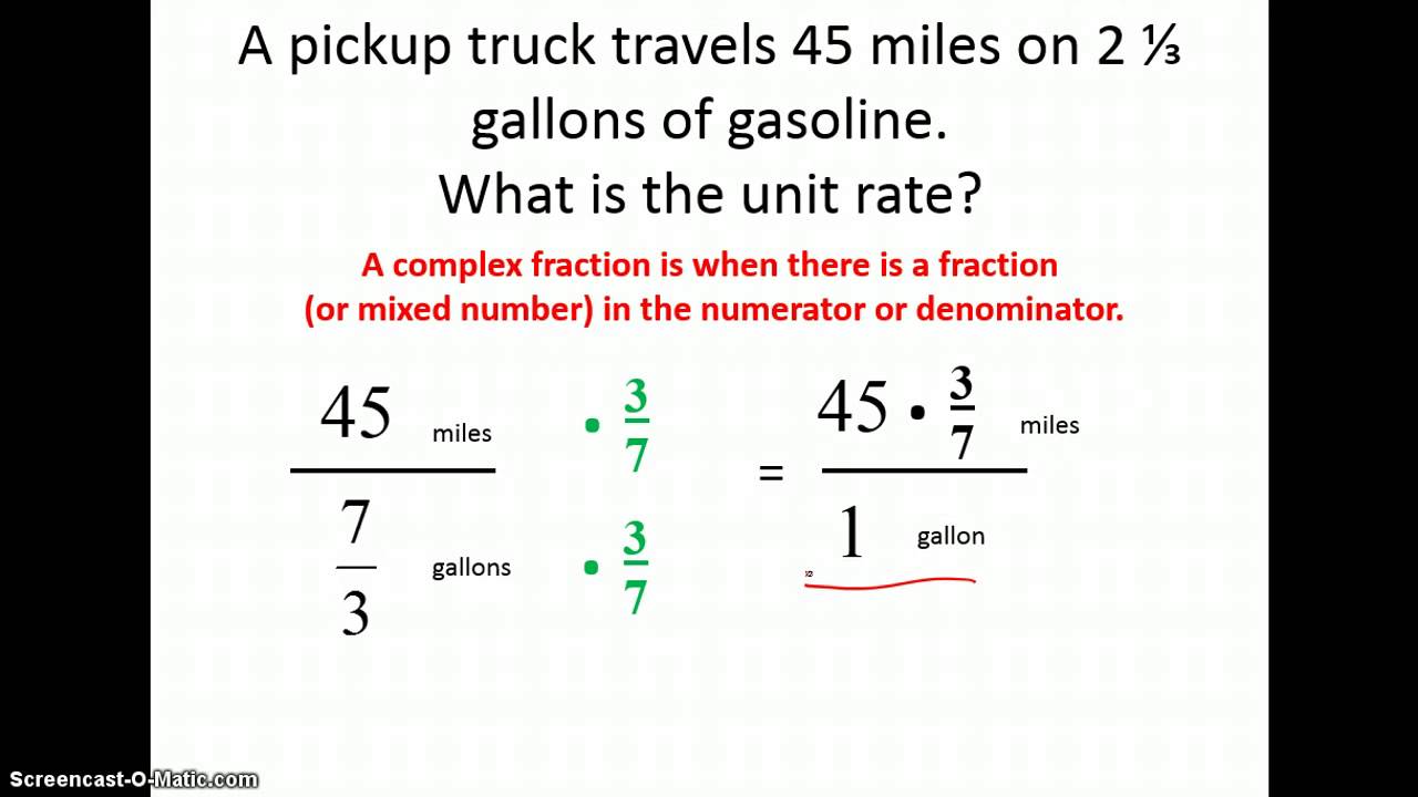 Complex Fractions and Unit Rates Intended For Unit Rate Worksheet 7th Grade