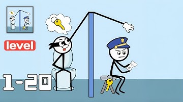 Stickman Escape Thief Puzzle - Gameplay Walkthrough Levels 1-20 - Funny Stickman Brain Puzzle Game
