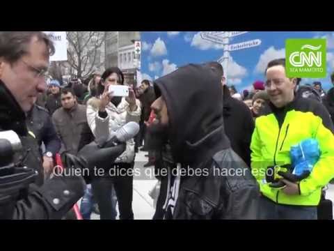 Un Musulmán Amenaza A Un Alemán En Plena Calle Publica.