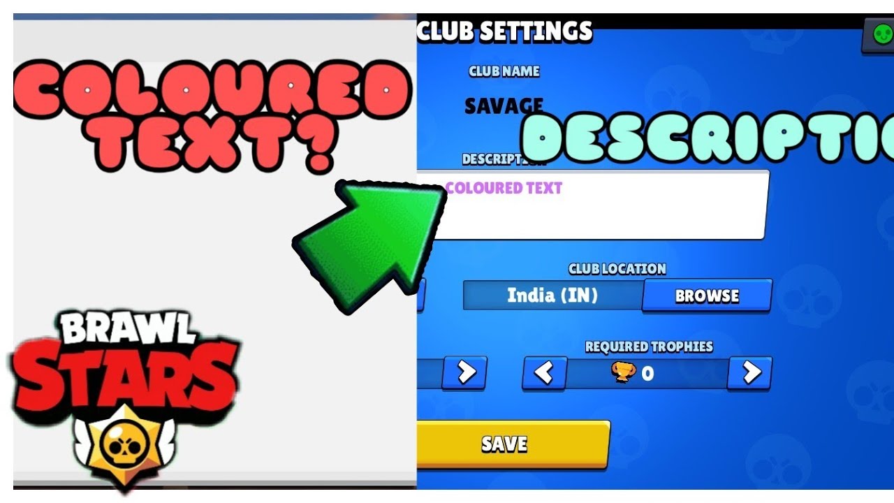 How To Write Coloured Club Description In Brawl Stars Youtube - cool clan names for brawl stars