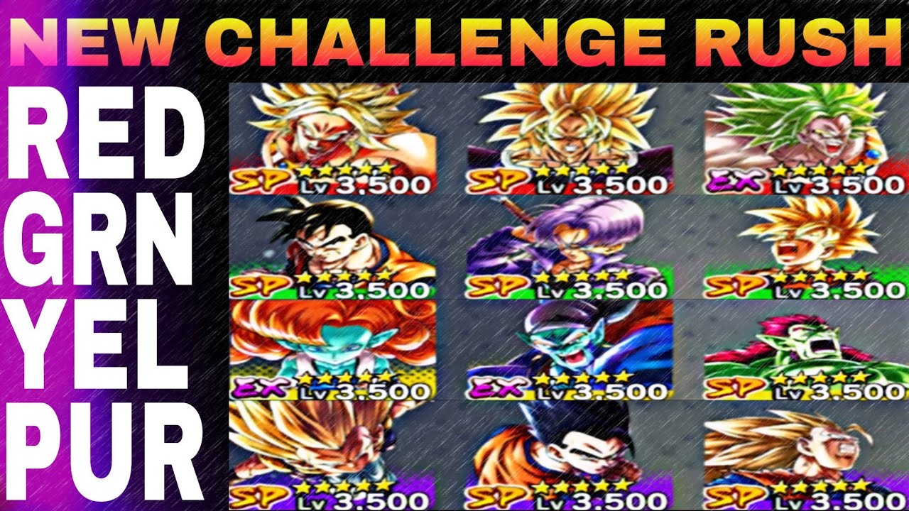 CHALLENGE RUSH RED, GREEN, YELLOW, PURPLE - DRAGON BALL LEGENDS