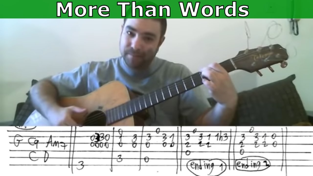 More Than Words Guitar Tutorial - Extreme Guitar Lesson 🎸, TABS +  Finger