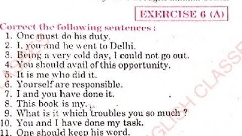 Syntax Exercise 6 A Pronoun from excellent book class 12 solved by Ramesh Sir