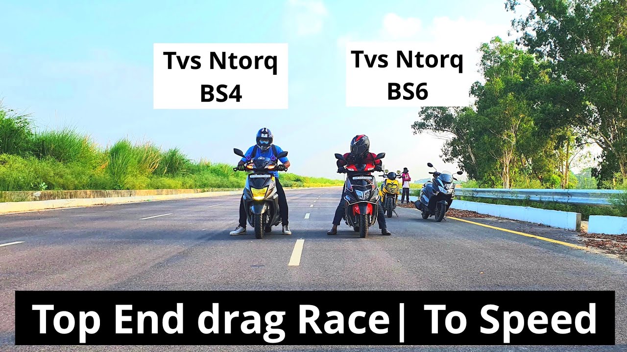 TVS Ntorq BS4 vs BS6| Top End Drag Race| Top speed(GPS)