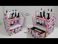 organizador para esmaltes y maquillaje hecho en cartón material reciclado