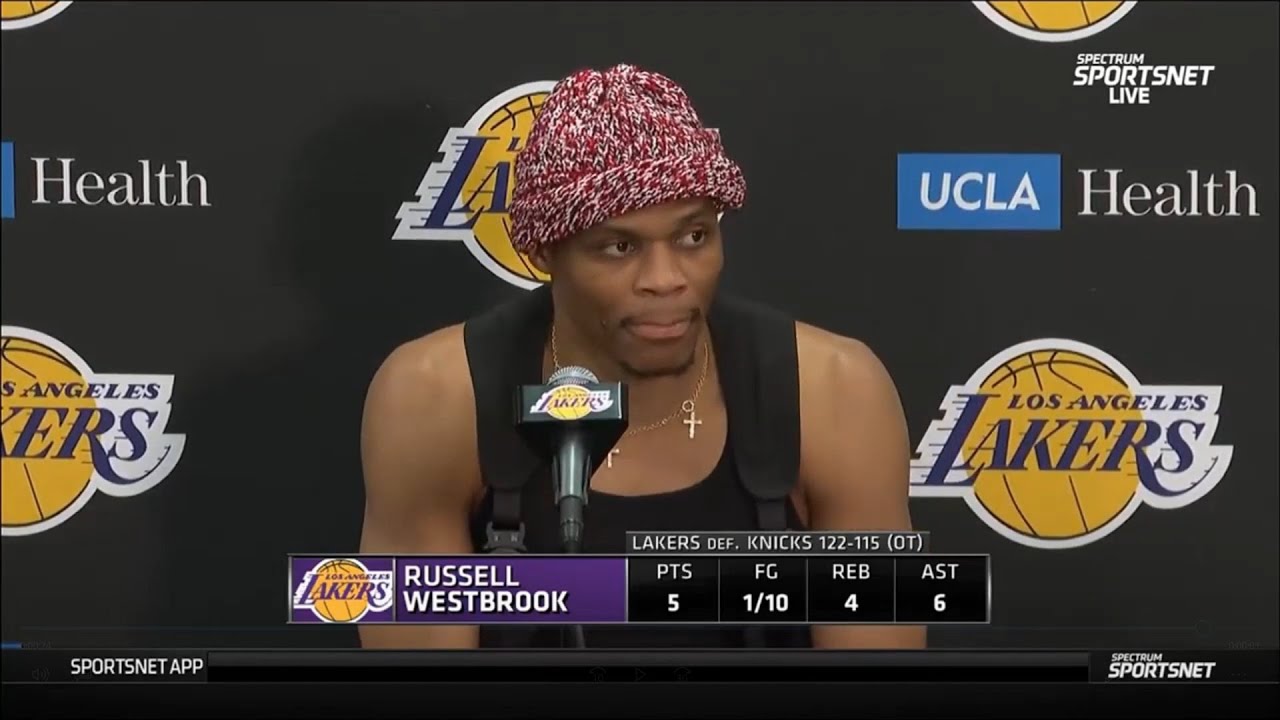 Russell Westbrook reacts to getting benched in overtime!