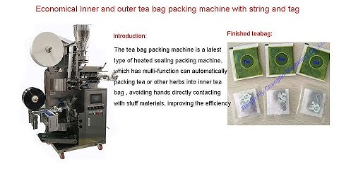Automatic inner and outer tea bag packing machine with string and tag