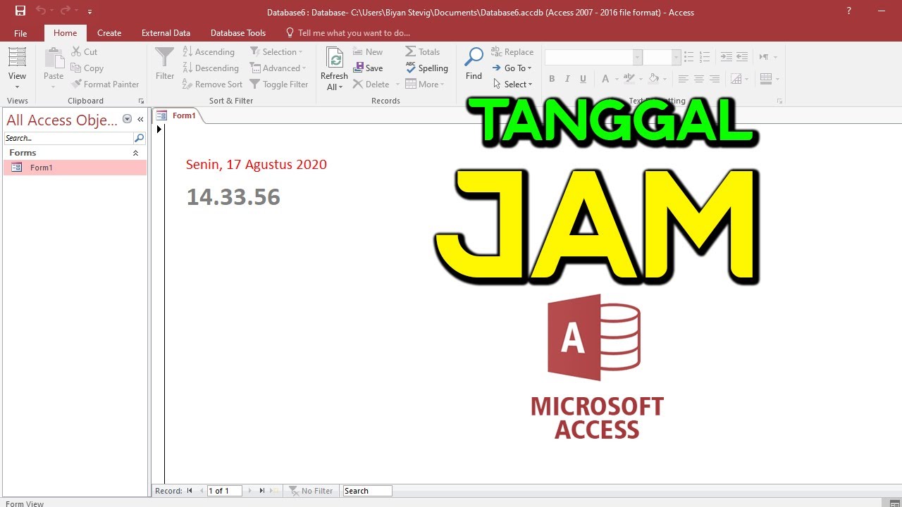 Cara Membuat Jam dan Tanggal Di Form Microsoft Access YouTube