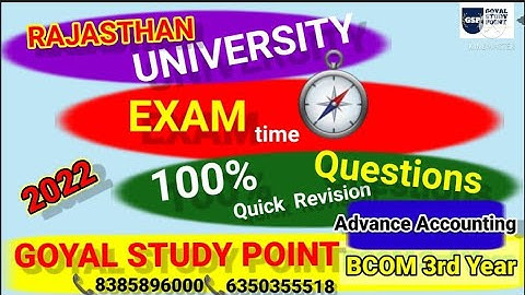 Advance Accounting  2022 Important questions Bcom 3rd year Rajasthan University #bcom 3rd year 2022