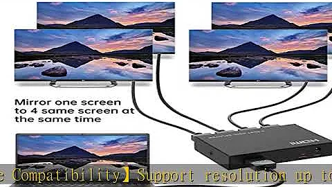 4K HDMI Splitter 1 in 4 Out 【with 5ft Cable】, Yinker 4 Way HDMI Splitter 1x4 4Kx2K@30Hz w/AC Adapte