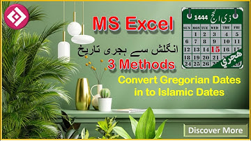 Date conversion in excel | How to Convert Gregorian Date to Hijri Date | Convert date in Excel