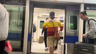 Laojie River bound Commuter Taoyuan Airport MRT train at Airport T2
