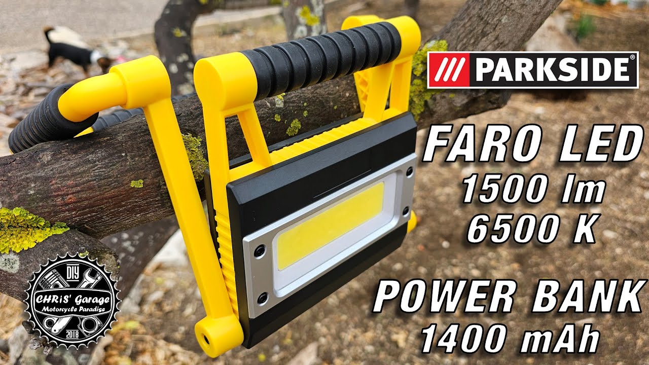 PARKSIDE Faro LED 1500lm con Power bank, IP54. Per Lavoro, Campeggio e Fai  da Te 