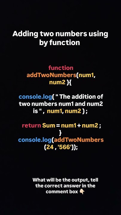 Adding two numbers using the function | do follow for more upcoming new ...