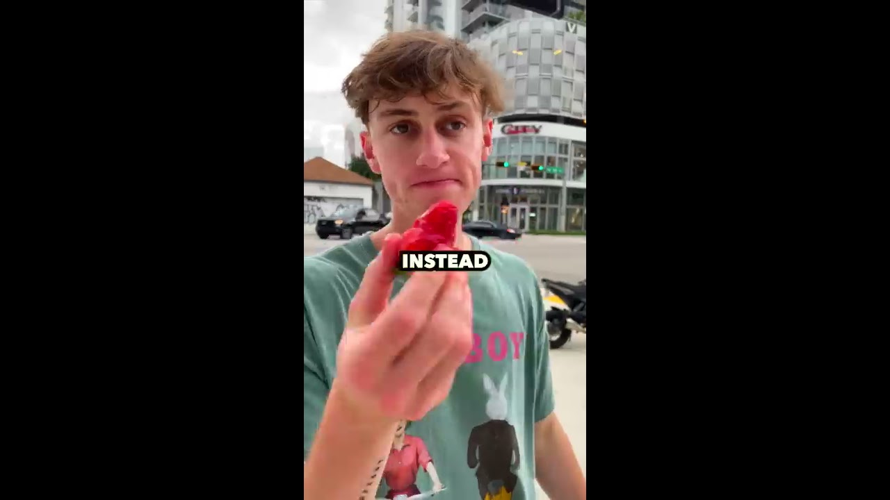 How Many LICKS Does It Take To Finish A STRAWBERRY 