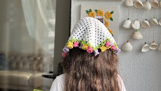 SON DÖNEMİN VİRAL LALELİ BANDANASINI ÖRÜYORUZ #crochet #easy #bandana 
