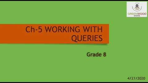 Grade 8 - Information Technology (Chapter 5 - Working With Queries)