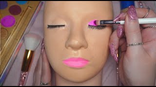 [ASMR] Pink Makeup on Mannequin Head (whispering, tapping, makeup sounds) to help you relax screenshot 2