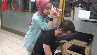 ASMR turkish female physiotherapy chair massage + back,neck,elbow,arm,gripes,palm,sleep massage