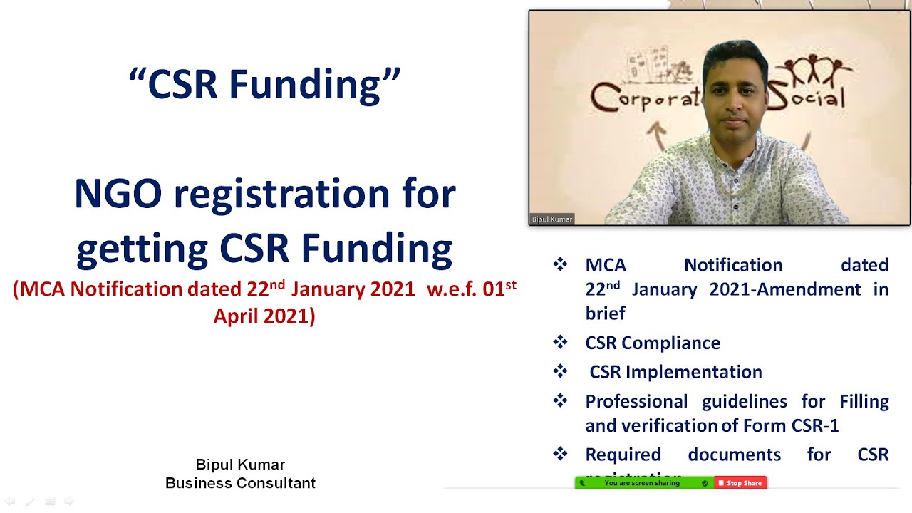 CSR Funding: NGO registration for getting CSR Funding - YouTube