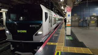 E257系2000番台ｵｵNA-13編成が東京駅9番線を特急湘南1号として発車する動画