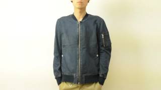 Slick（スリック） ジョグデニム MA-1 ジャケット メンズ ミリタリー ブルゾン デニム スウェット フライト インディゴ スリム 細身 アウター スエット 5165906 mv161