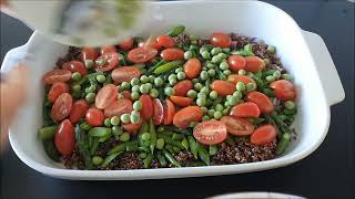 Delicious spring Quinoa salad with asparagus and eggs