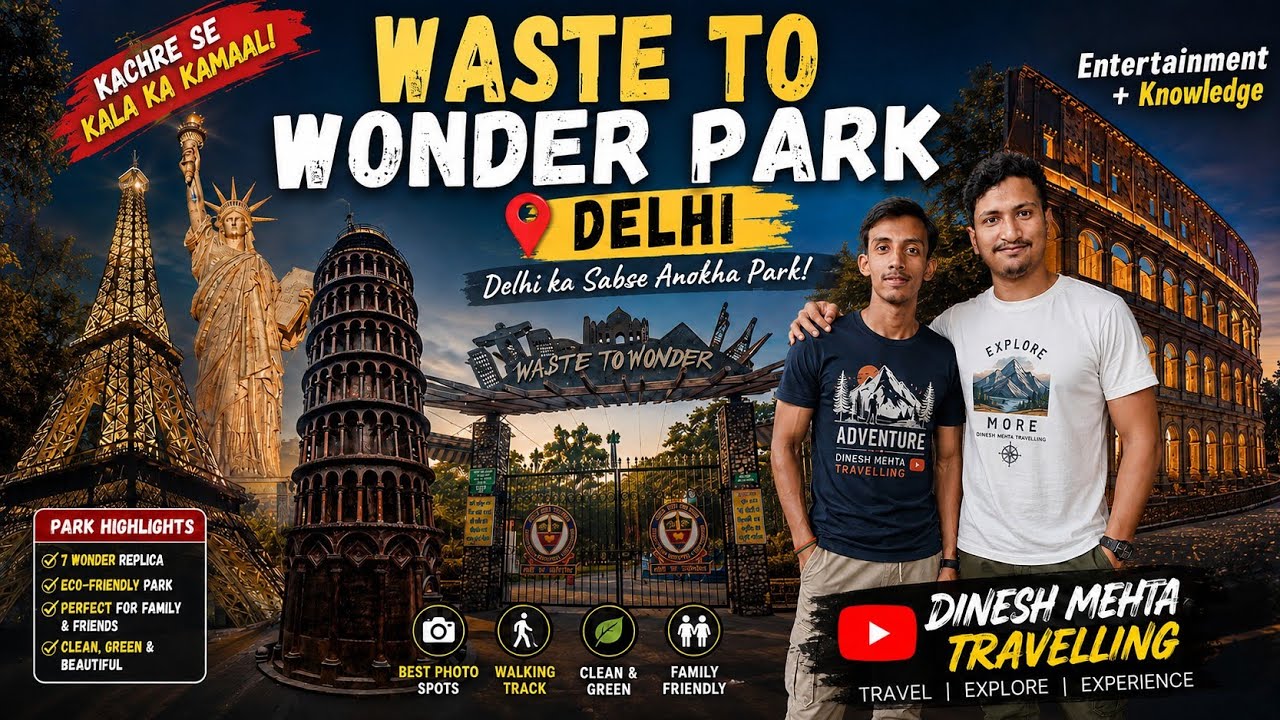 🔥Waste to Wonder Park🗽||“कचरे से कमाल! 😍 दिल्ली का अनोखा वंडर पार्क🗼🗽||#viral,#youtube,#DelhiTravel