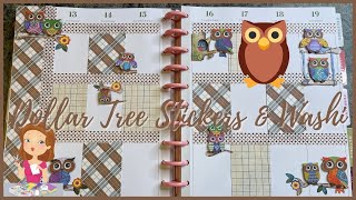 Wow Look How I Decorate My Planner With Dollar Tree Stickers & Washi | Owl Theme