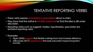 Reporting verbs in Academic writing