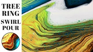 Tree Ring Swirl Acrylic Paint Pour on a Cradled Gesso Board