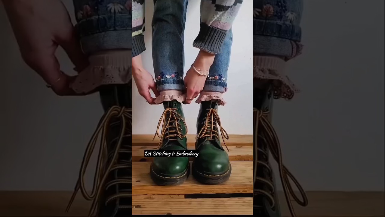 Hand embroidery on jeans 