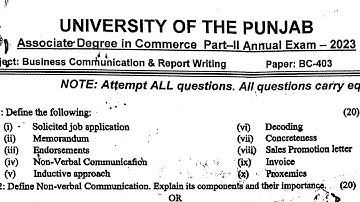 Adc Part 2 Business Communication & Report Writing past paper 2023|Bcom Part 2 bc403 Past paper 2023