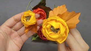 How to make Satin Ribbon Flower (Autumn Theme)