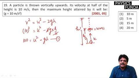 A particle is thrown vertically upwards. Its velocity at half of the height is 10 m/s, then the maxi