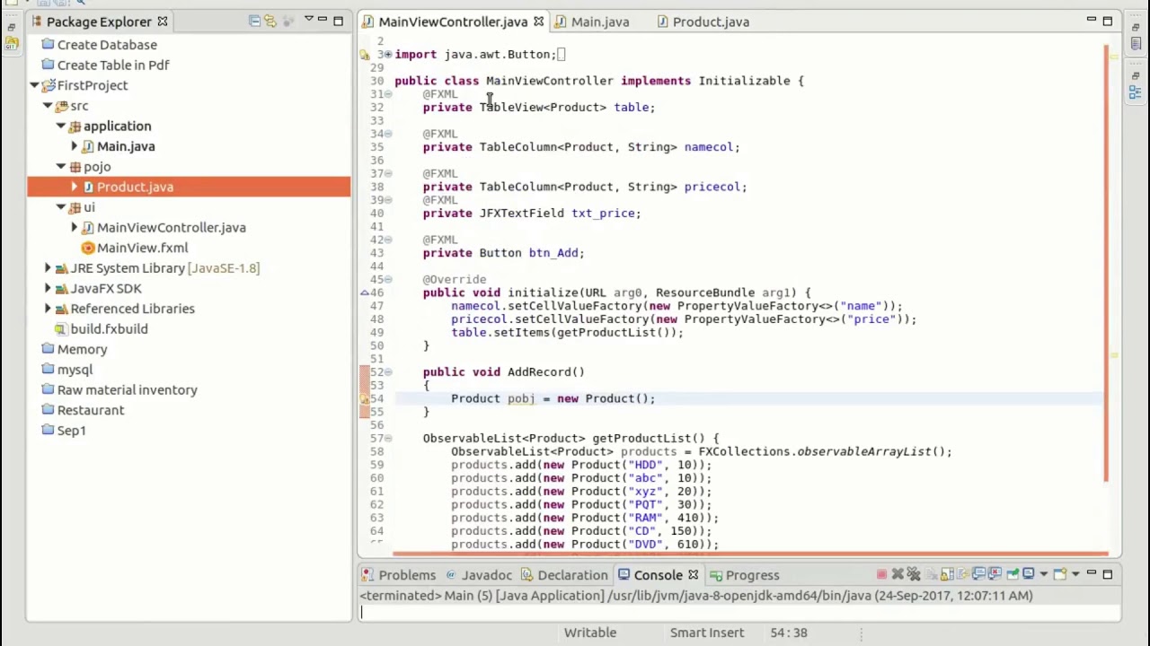 javafx add row to table view - YouTube