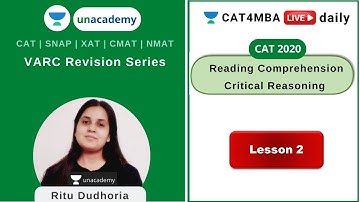 VARC Revision Series - Critical Reasoning & Reading Comprehension Lesson 2 | Unacademy CAT4MBA