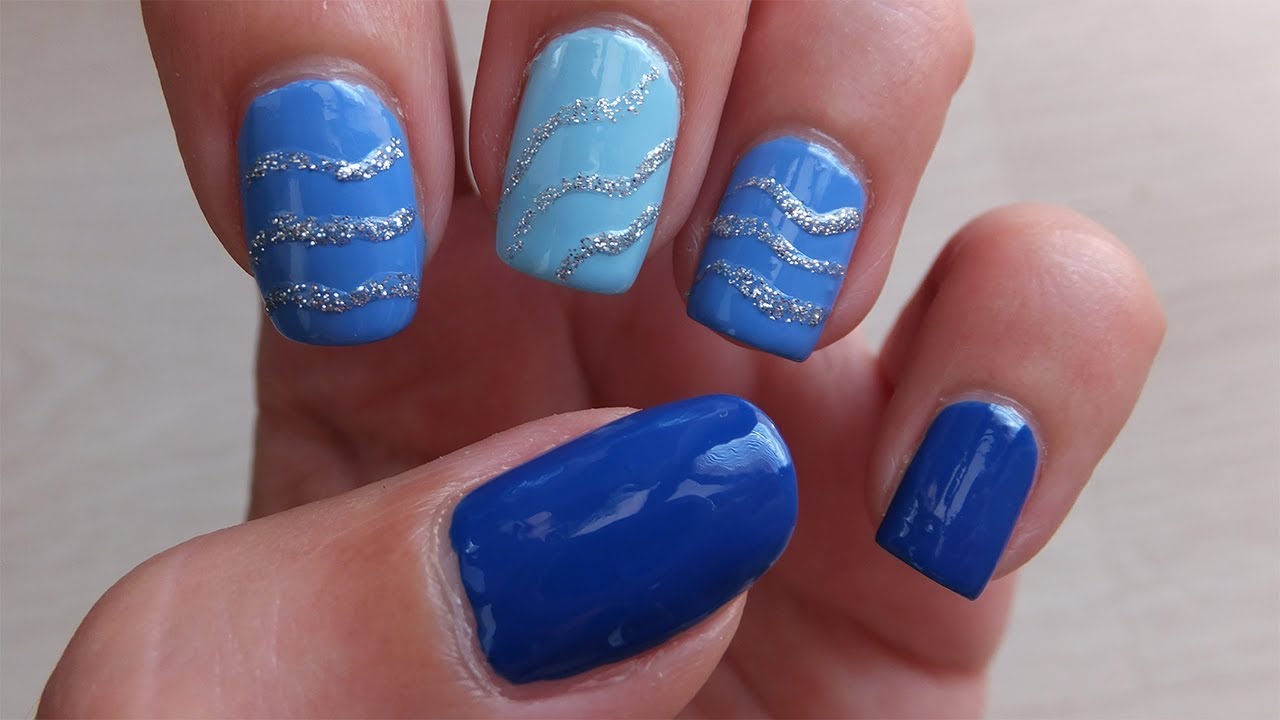 1. Blue and Silver Glitter Nail Art - wide 3