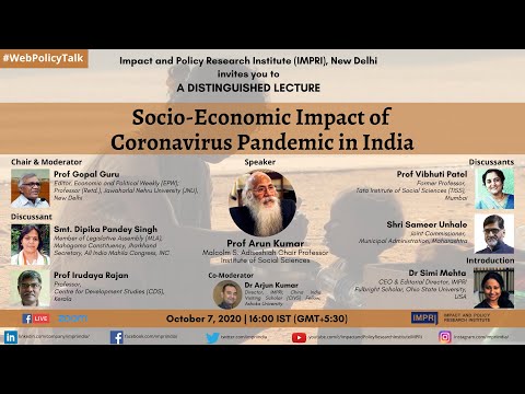 IMPRI Distinguished Lecture by Prof Arun Kumar | Socio-Economic Impacts of Coronavirus Pandemic