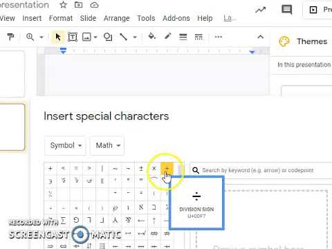 Division symbol in Google slides - YouTube