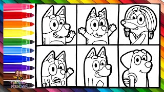 Dibuja y Colorea A Bluey Y Sus Amigos 🐶❤️🧡💛💚💙💜🌈 Dibujos Para Niños