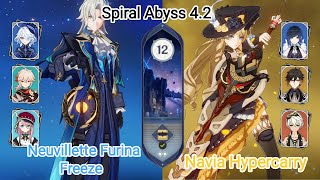 C0 Neuvillette Furina Freeze & C0 Navia Hyper - Spiral Abyss 4.2\4.3 Floor 12 9 star Genshin Impact