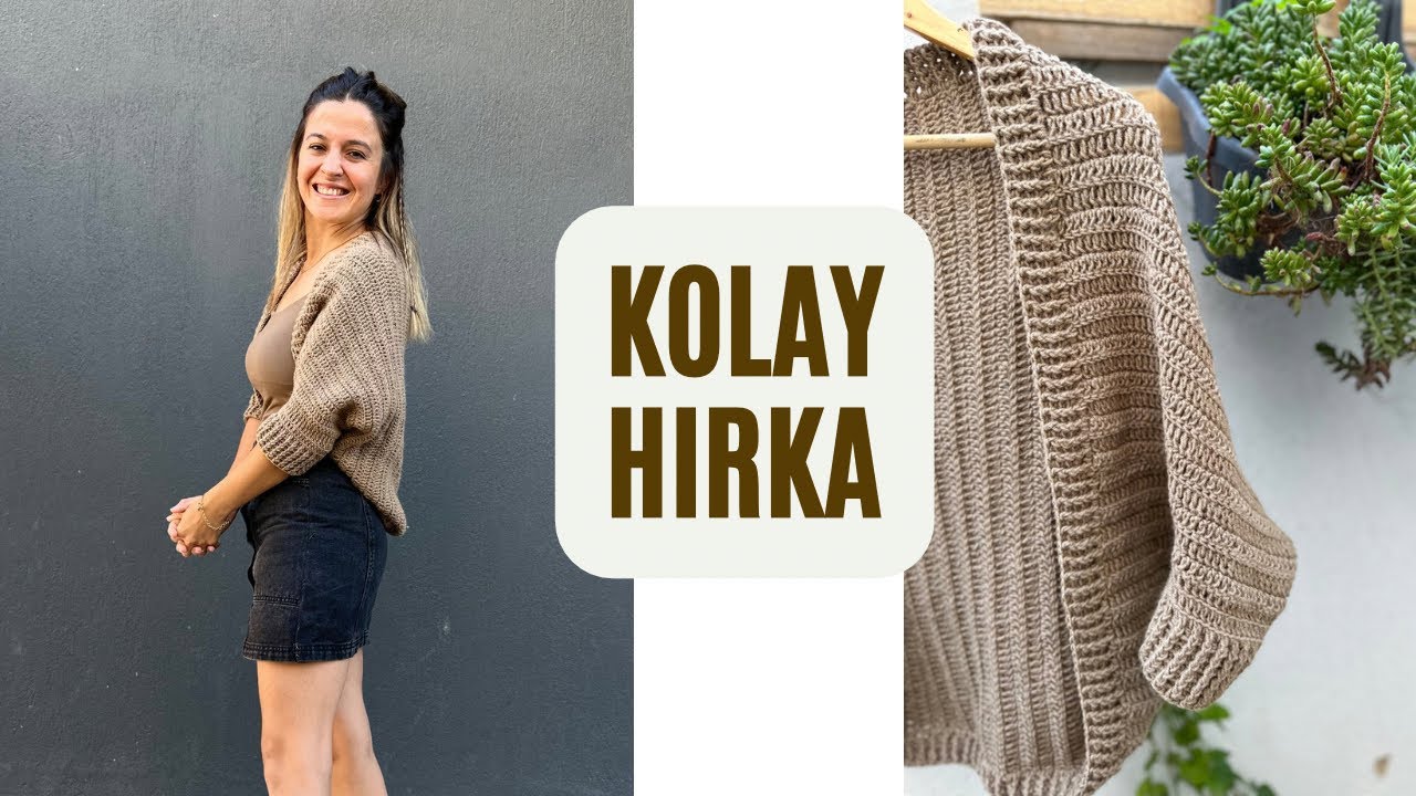DÜZ UZUN PARÇAYI KATLA HIRKA OLSUN 😍 ÇOK KOLAY HIRKA YAPIYORUZ 🌸 #crochet