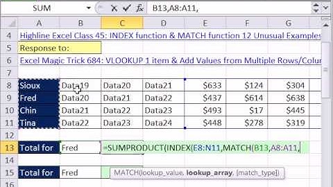Excel Magic Trick 688: Lookup All Values In Expanding Dynamic Row and then Add