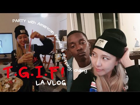 [LA Vlog]- 친구집 놀러가는데 왜무섭지..? l 미국인들과 불금 홈파티 l 멜로즈 쇼핑, 헌팅턴비치 l j1인턴의 주말 일상 브이로그
