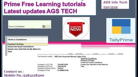 How to Create Terms & Conditions in Invoice in Tally Prime Free Learning  Latest update AGSTECH