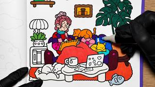 Coloring a Cozy Afternoon 🐱✨ | Relaxing Coloring Book | Bubuluma