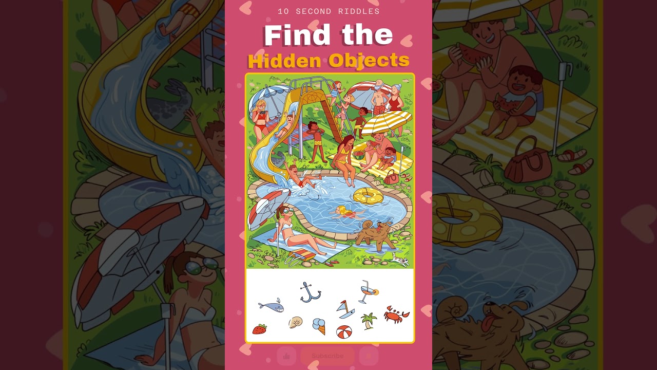 Can You Find All 10 Hidden Objects? | Summer Pool Puzzle Challenge