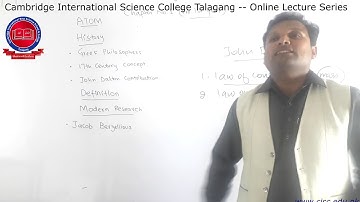 Pre-1stYear [Chemistry] Lecture # 1 -- CISC Online Classes --Muhammad Safeer